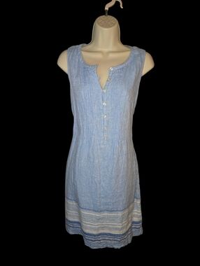 Talbots Women's Size 4 Light Blue Linen Sleeveless Dress